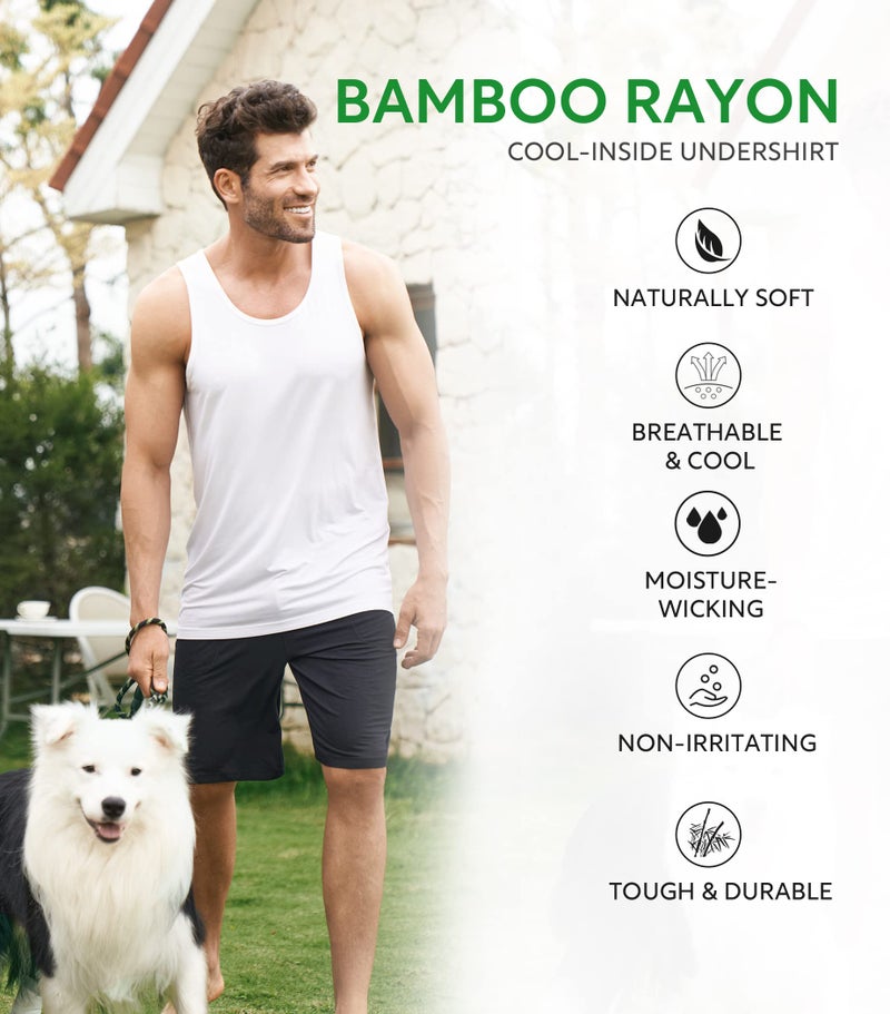 DAVID ARCHY Men's Tank Top Bamboo Rayon Undershirts Tank Shirt Moisture-Wicking A-Shirt for Men, 3-Pack (XL, Black/White/Light Gray) - Image 2